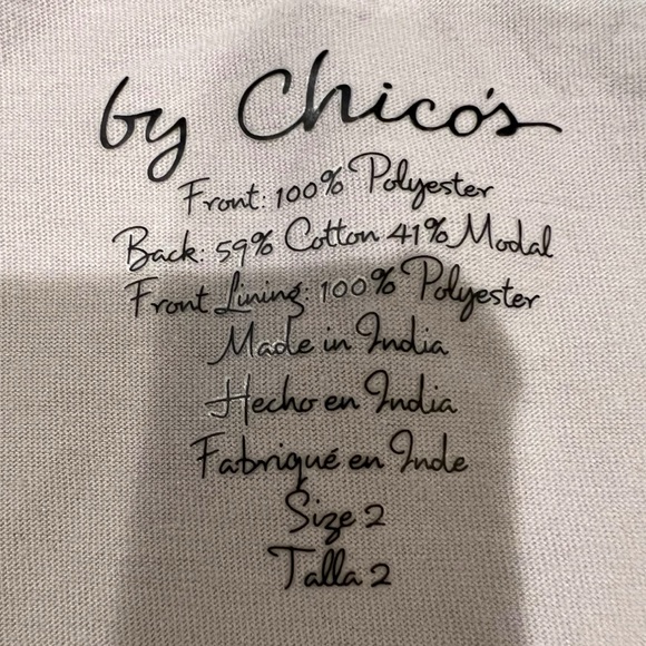 CHICO’S BLOUSE SIZE 2(L) COLOR LIGHT GREY. BUST ~22.5” LENGTH 24”. - Picture 7 of 12